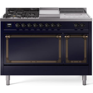 iLVE 48-inch Freestanding Dual Fuel Range with Griddle and French Top and Solid Doors UN48FSQNMPMBBLP IMAGE 1