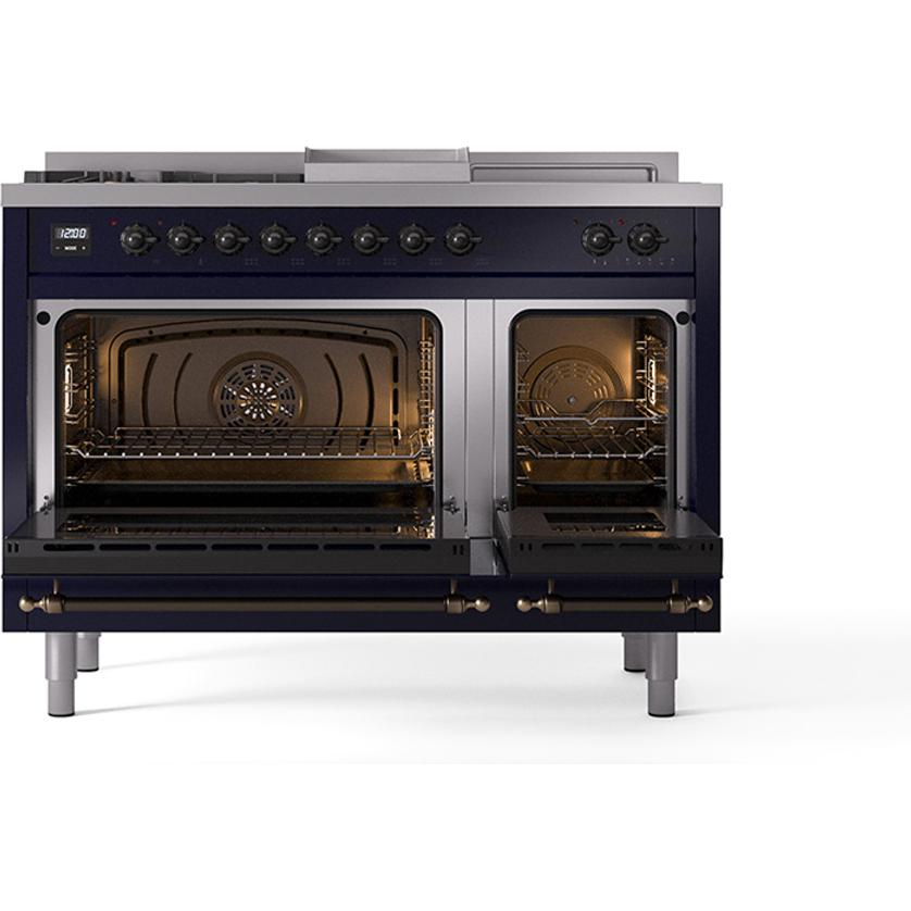 iLVE 48-inch Freestanding Dual Fuel Range with Griddle and French Top and Solid Doors UN48FSQNMPMBBLP IMAGE 2