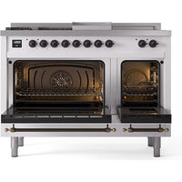 iLVE 48-inch Freestanding Dual Fuel Range with Griddle and French Top and Solid Doors UN48FSQNMPRAB IMAGE 2