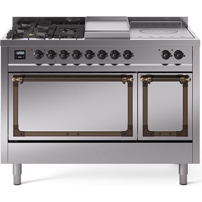 iLVE 48-inch Freestanding Dual Fuel Range with Griddle and French Top and Solid Doors UN48FSQNMPSSB IMAGE 1