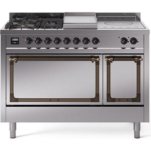 iLVE 48-inch Freestanding Dual Fuel Range with Griddle and French Top and Solid Doors UN48FSQNMPSSB IMAGE 1