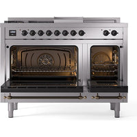 iLVE 48-inch Freestanding Dual Fuel Range with Griddle and French Top and Solid Doors UN48FSQNMPSSB IMAGE 2