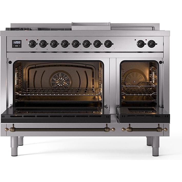 iLVE 48-inch Freestanding Dual Fuel Range with Griddle and French Top and Solid Doors UN48FSQNMPSSBLP IMAGE 2