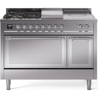 iLVE 48-inch Freestanding Dual Fuel Range with Griddle and French Top and Solid Doors UN48FSQNMPSSC IMAGE 1