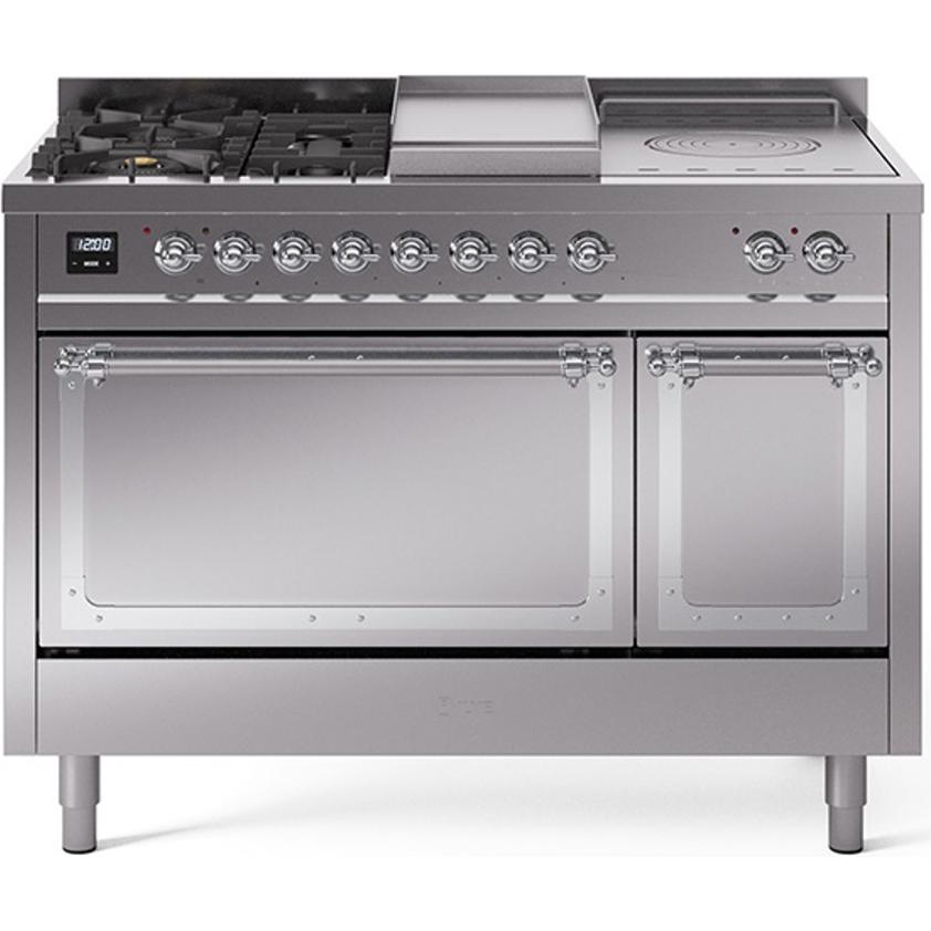 iLVE 48-inch Freestanding Dual Fuel Range with Griddle and French Top and Solid Doors UN48FSQNMPSSC IMAGE 1