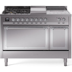 iLVE 48-inch Freestanding Dual Fuel Range with Griddle and French Top and Solid Doors UN48FSQNMPSSCLP IMAGE 1