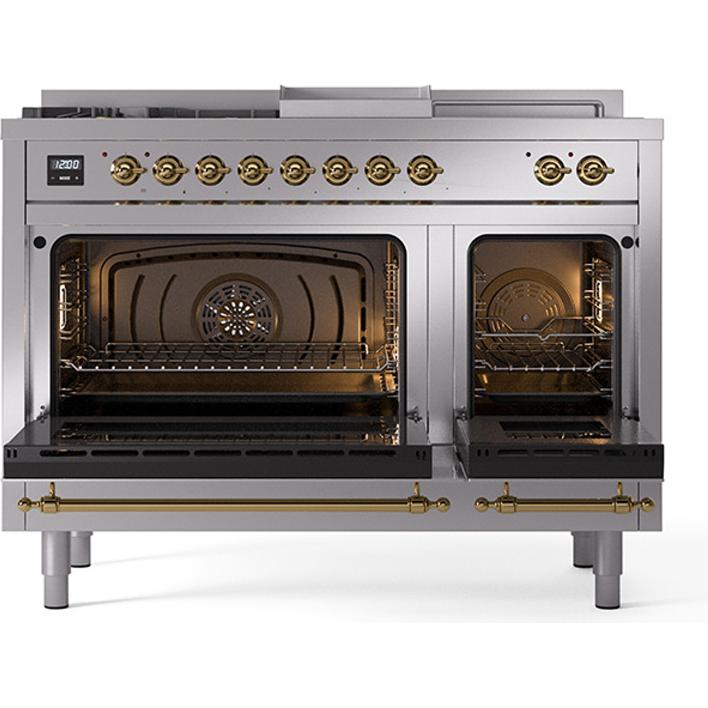 iLVE 48-inch Freestanding Dual Fuel Range with Griddle and French Top and Solid Doors UN48FSQNMPSSG IMAGE 2
