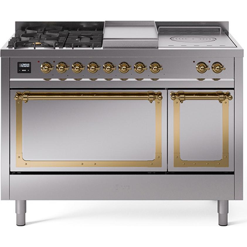 iLVE 48-inch Freestanding Dual Fuel Range with Griddle and French Top and Solid Doors UN48FSQNMPSSGLP IMAGE 1