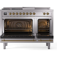 iLVE 48-inch Freestanding Dual Fuel Range with Griddle and French Top and Solid Doors UN48FSQNMPSSGLP IMAGE 2