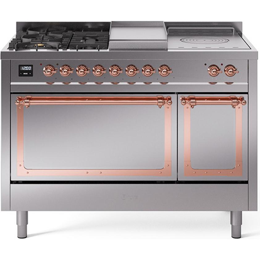 iLVE 48-inch Freestanding Dual Fuel Range with Griddle and French Top and Solid Doors UN48FSQNMPSSPLP IMAGE 1