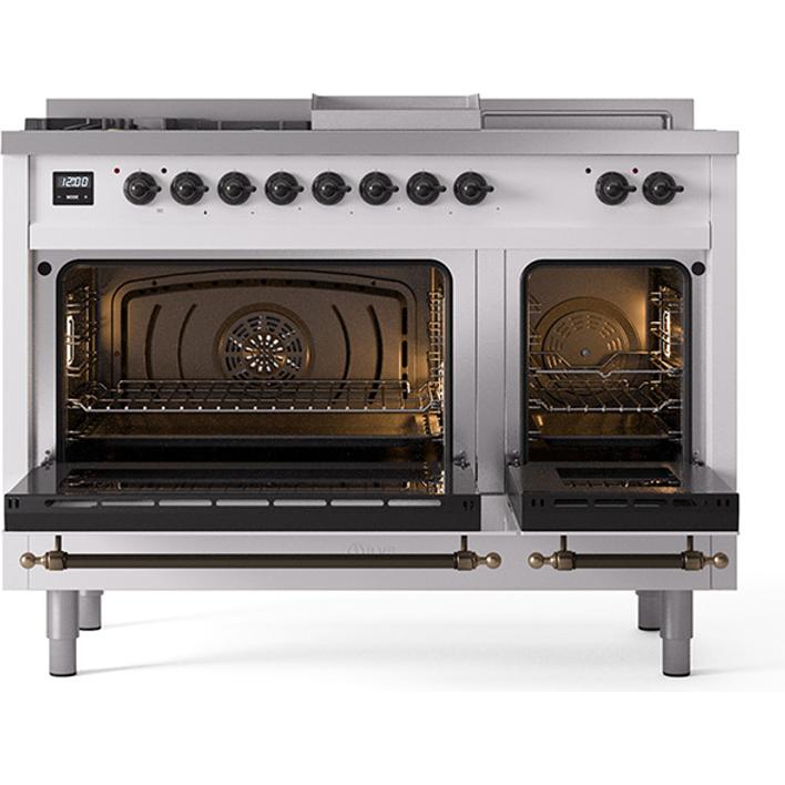 iLVE 48-inch Freestanding Dual Fuel Range with Griddle and French Top and Solid Doors UN48FSQNMPWHBLP IMAGE 2