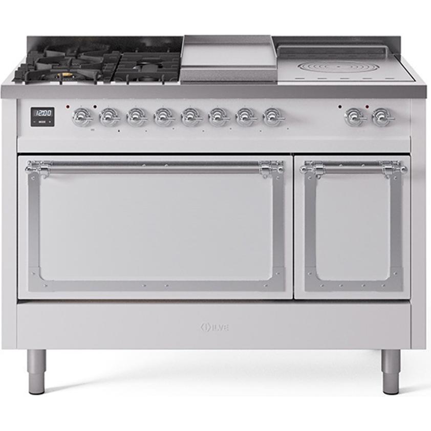 iLVE 48-inch Freestanding Dual Fuel Range with Griddle and French Top and Solid Doors UN48FSQNMPWHC IMAGE 1