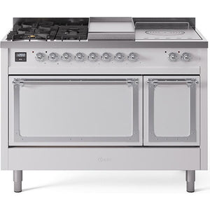 iLVE 48-inch Freestanding Dual Fuel Range with Griddle and French Top and Solid Doors UN48FSQNMPWHC IMAGE 1