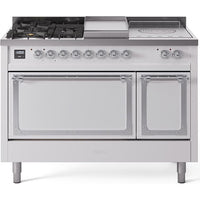 iLVE 48-inch Freestanding Dual Fuel Range with Griddle and French Top and Solid Doors UN48FSQNMPWHCLP IMAGE 1
