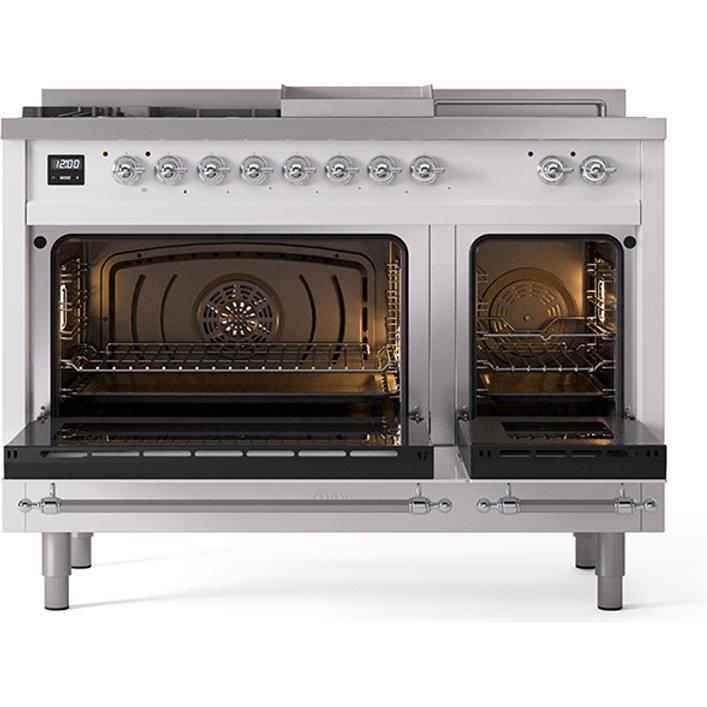 iLVE 48-inch Freestanding Dual Fuel Range with Griddle and French Top and Solid Doors UN48FSQNMPWHCLP IMAGE 2