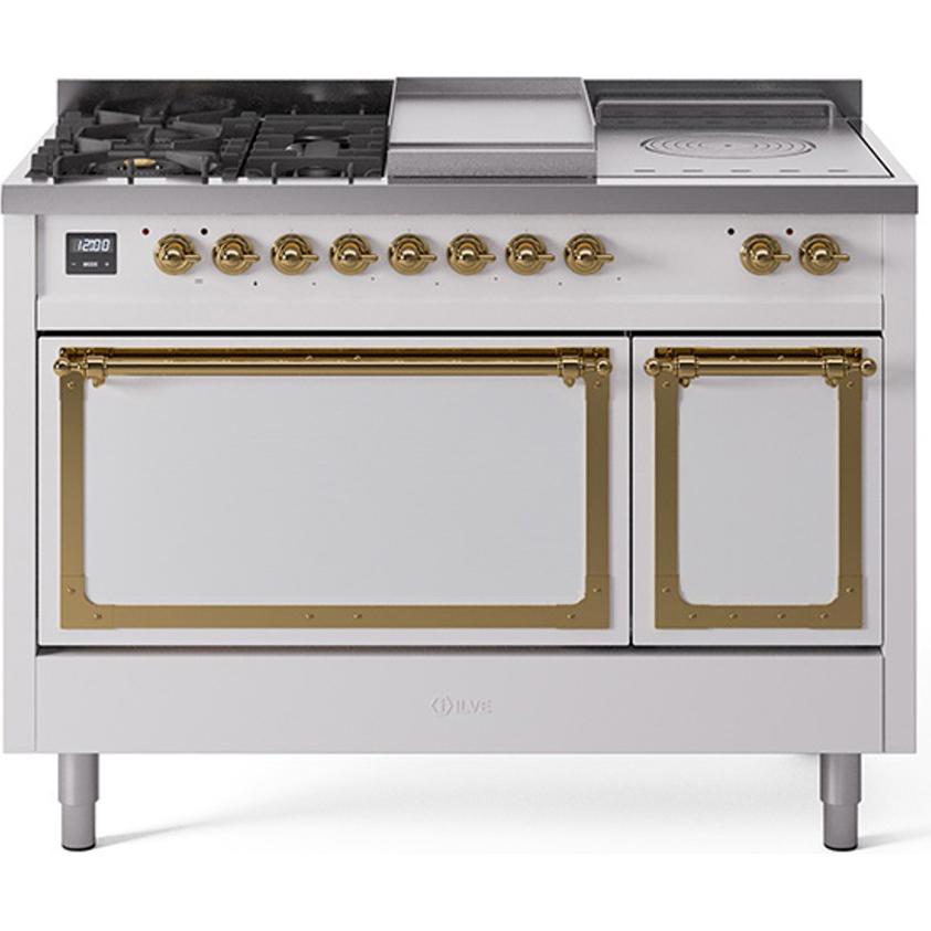 iLVE 48-inch Freestanding Dual Fuel Range with Griddle and French Top and Solid Doors UN48FSQNMPWHG IMAGE 1