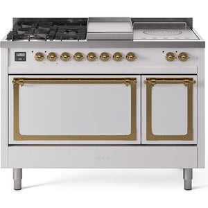 iLVE 48-inch Freestanding Dual Fuel Range with Griddle and French Top and Solid Doors UN48FSQNMPWHGLP IMAGE 1