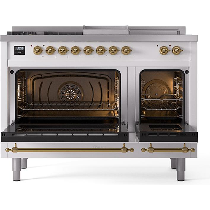 iLVE 48-inch Freestanding Dual Fuel Range with Griddle and French Top and Solid Doors UN48FSQNMPWHGLP IMAGE 2