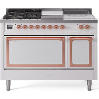 iLVE 48-inch Freestanding Dual Fuel Range with Griddle and French Top and Solid Doors UN48FSQNMPWHPLP IMAGE 1
