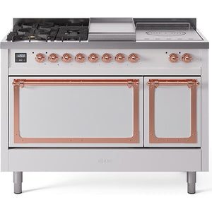 iLVE 48-inch Freestanding Dual Fuel Range with Griddle and French Top and Solid Doors UN48FSQNMPWHPLP IMAGE 1