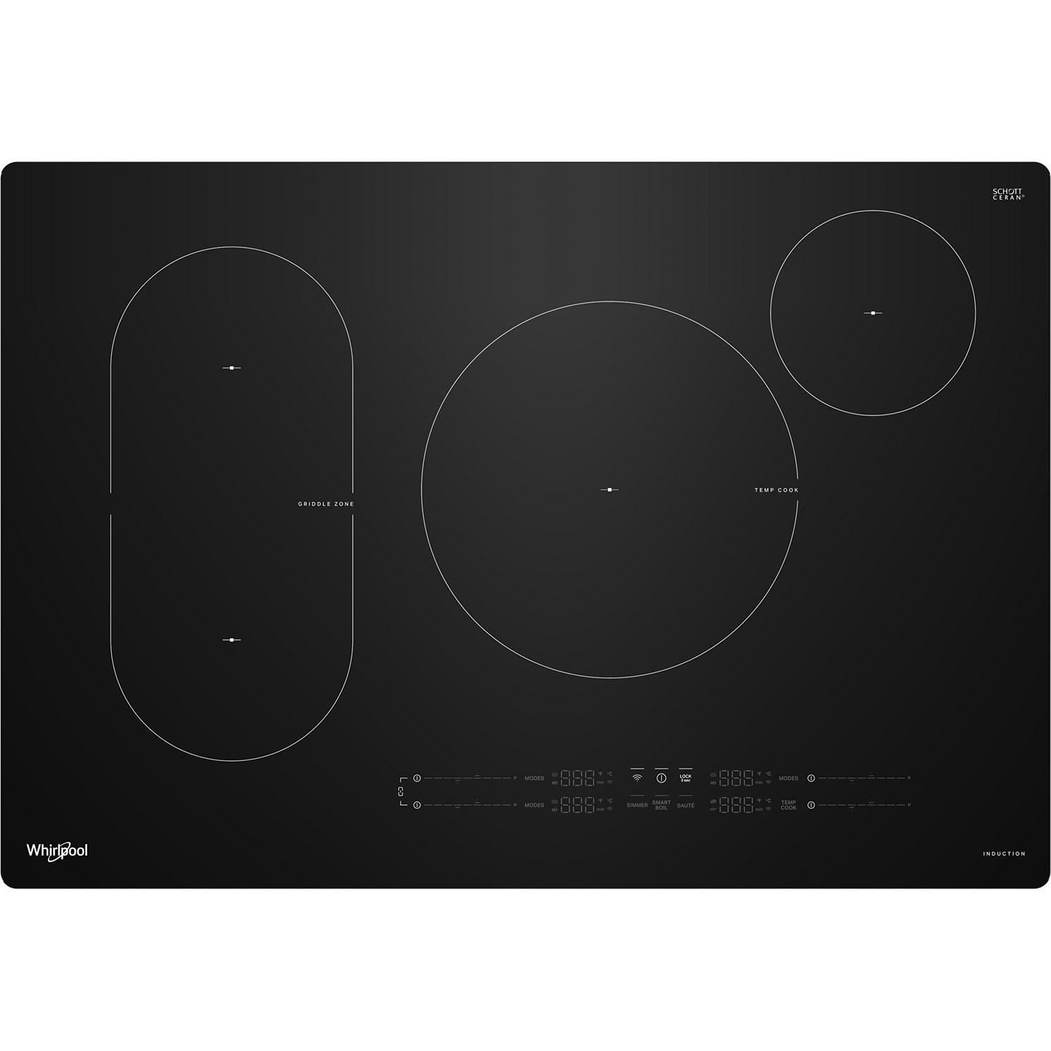 Whirlpool 30-inch Intelligent Induction Cooktop with Temp Cook™ Technology WCIT7030SB IMAGE 1