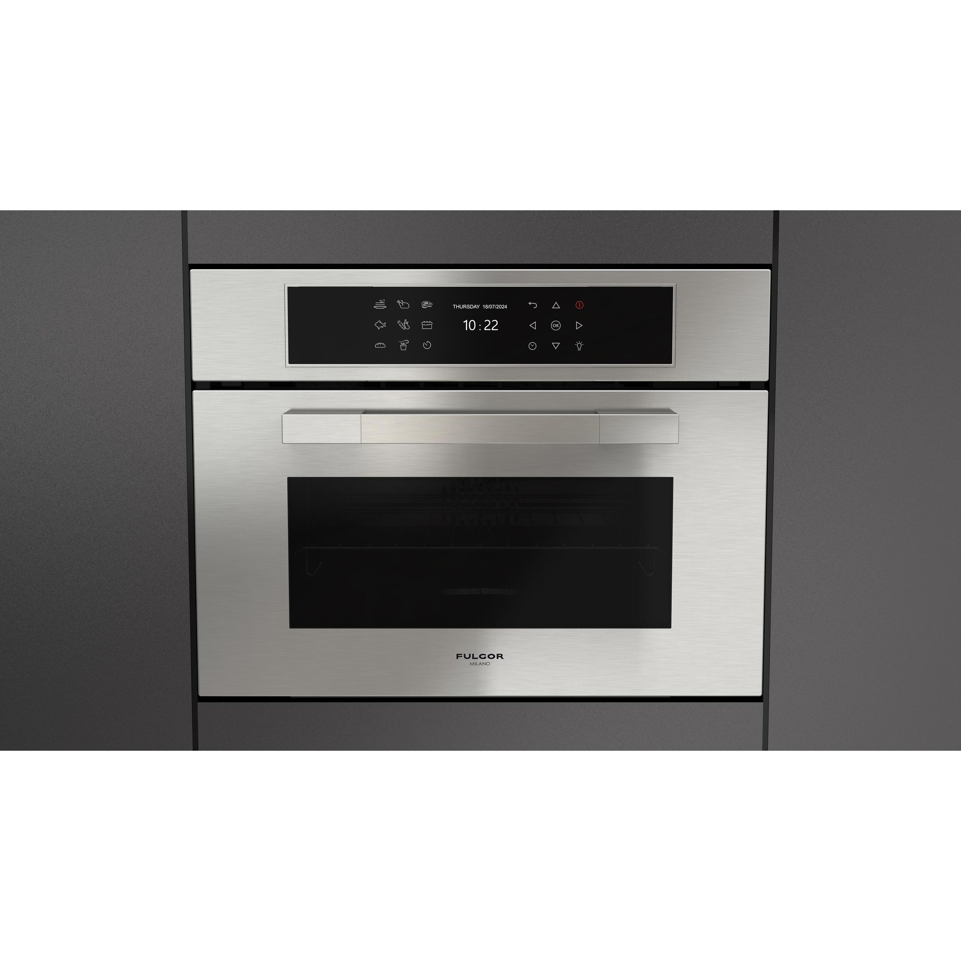 Fulgor Milano 24-inch, 1.41 cu. ft. Built-in Combi-Steam Single Wall Oven with True Convection Technology F7MSCO24S1 IMAGE 2
