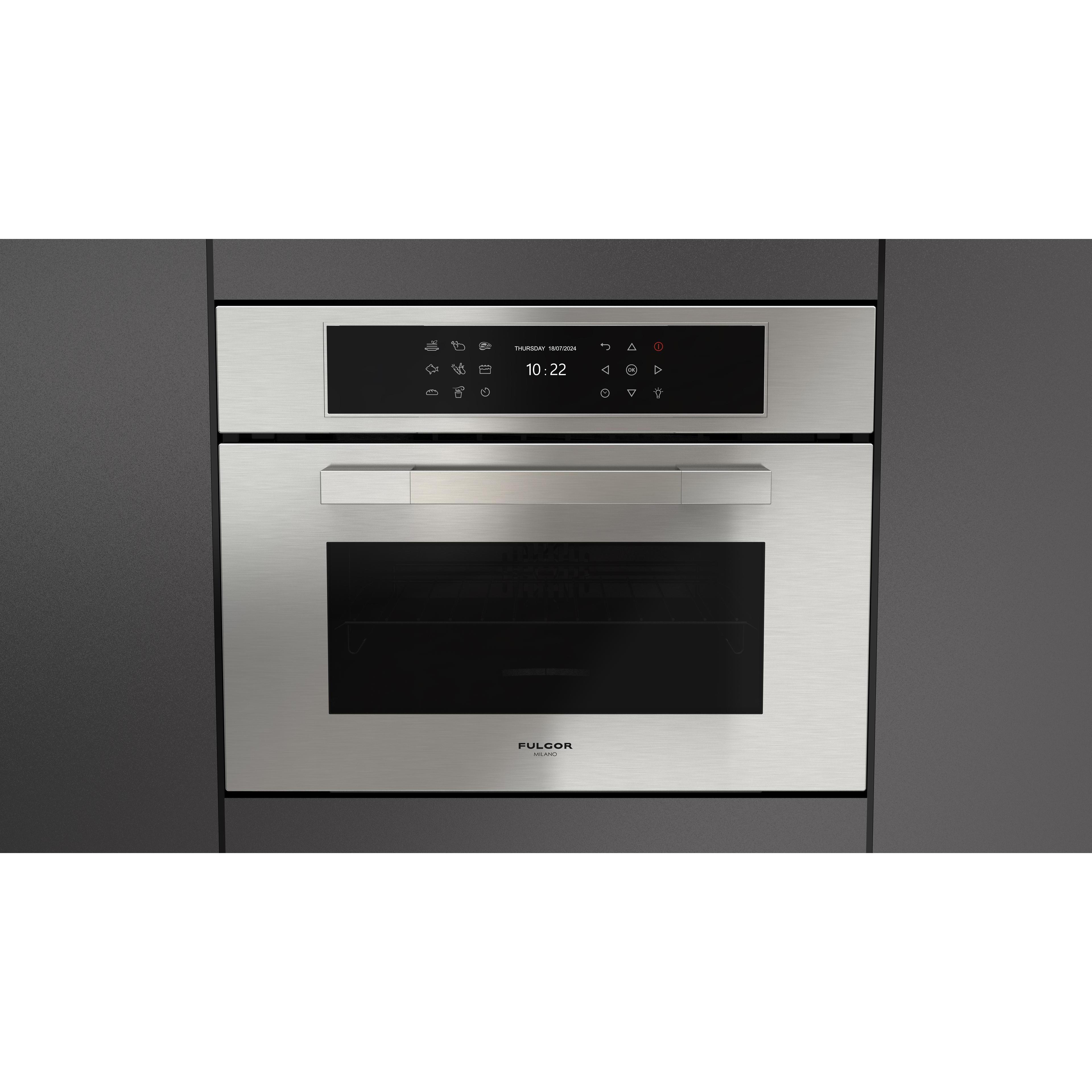 Fulgor Milano 24-inch, 1.41 cu. ft. Built-in Combi-Steam Single Wall Oven with True Convection Technology F7MSCO24S1 IMAGE 2