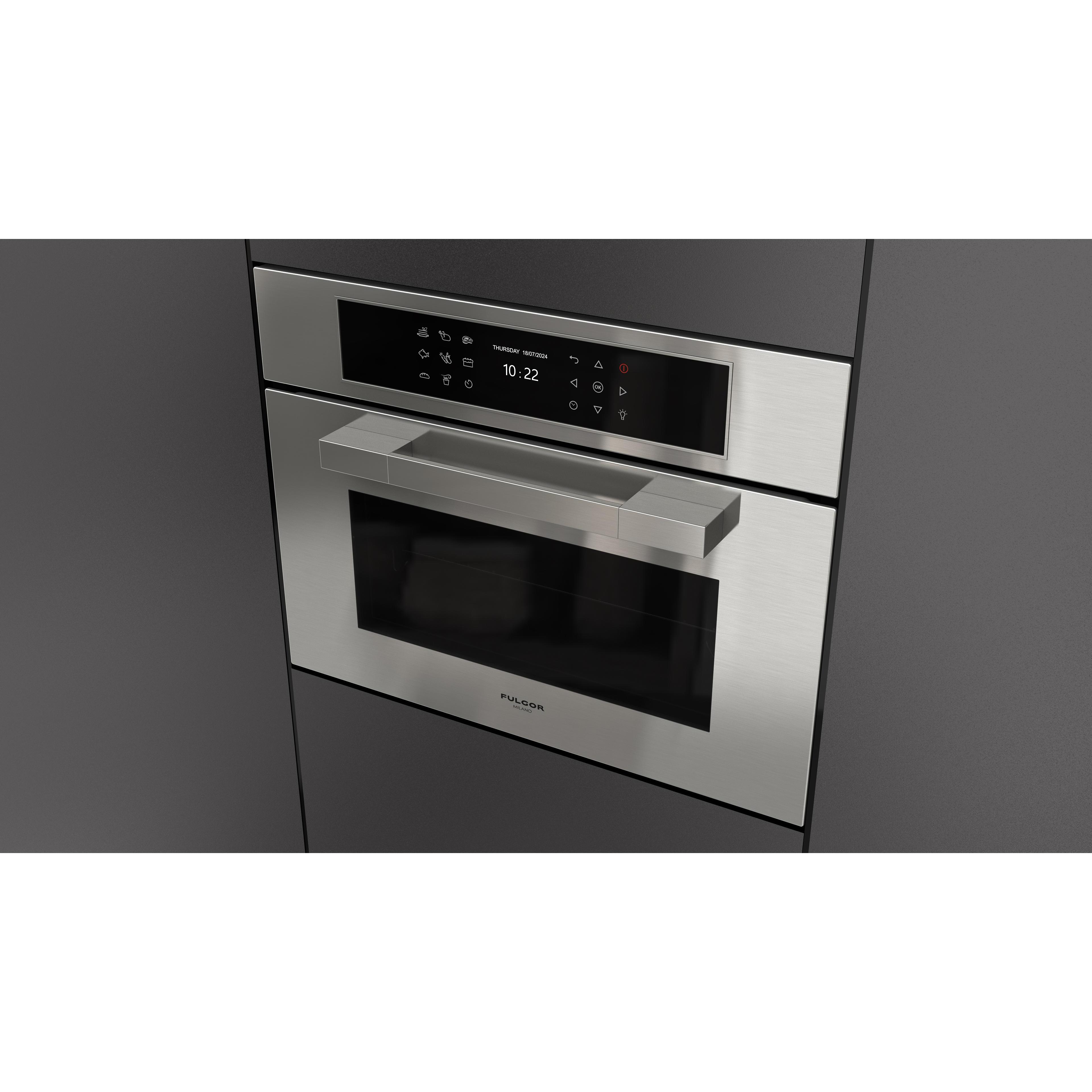 Fulgor Milano 24-inch, 1.41 cu. ft. Built-in Combi-Steam Single Wall Oven with True Convection Technology F7MSCO24S1 IMAGE 3
