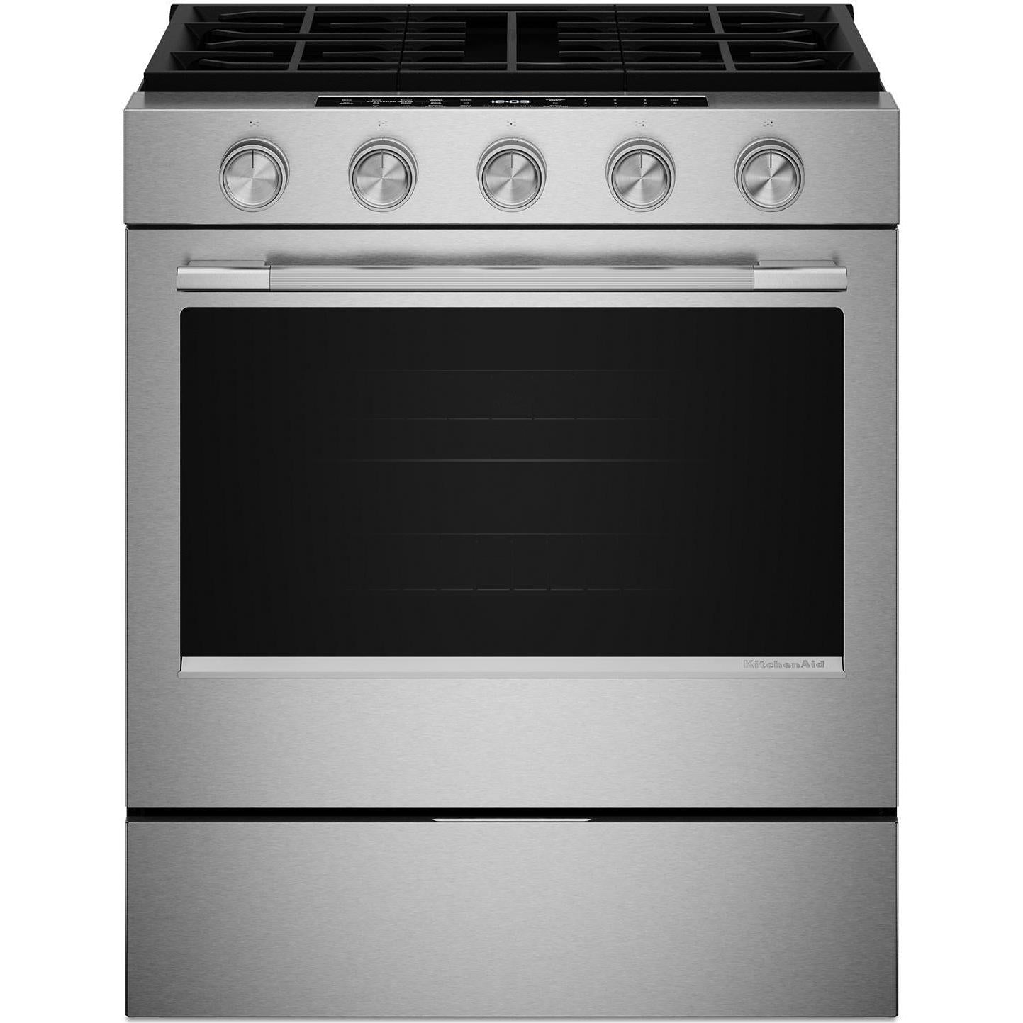 KitchenAid 30-inch Smart Slide-in Gas Range with Convection Cooking Modes KSGS330SPS IMAGE 1