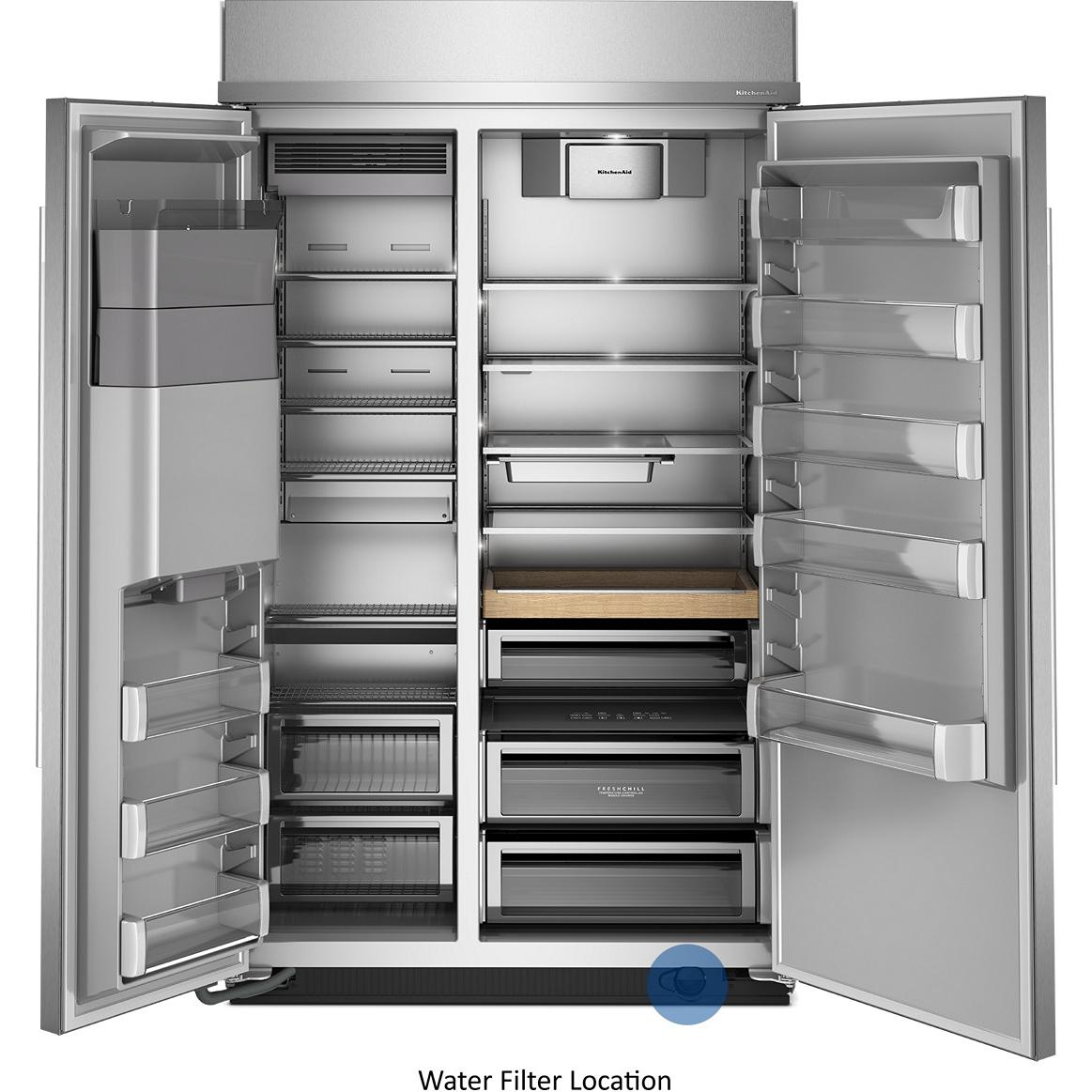 KitchenAid 48-inch, 29.4 cu. ft. Built-in Side-by-Side Refrigerator with External Water and Ice Dispensing System KBSD748SPS IMAGE 2