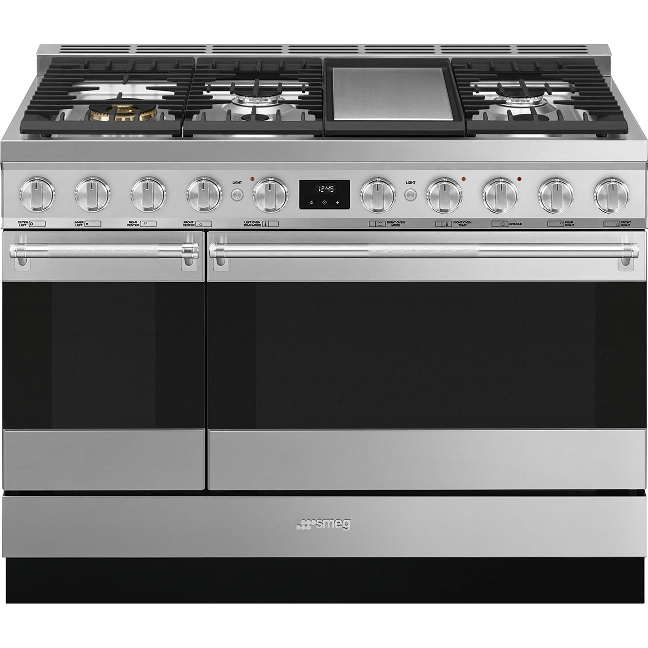 Smeg 48-inch Freestanding Dual-Fuel Range True Convection Technology SPR48UGMX IMAGE 1