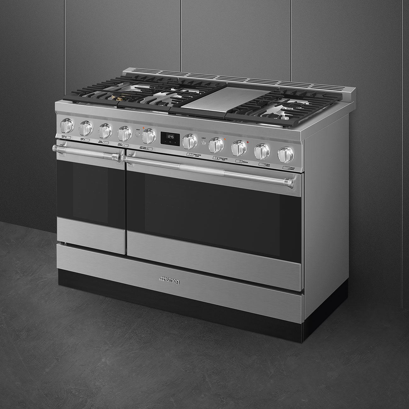 Smeg 48-inch Freestanding Dual-Fuel Range True Convection Technology SPR48UGMX IMAGE 3