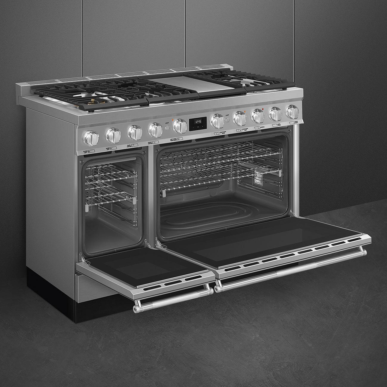 Smeg 48-inch Freestanding Dual-Fuel Range True Convection Technology SPR48UGMX IMAGE 4