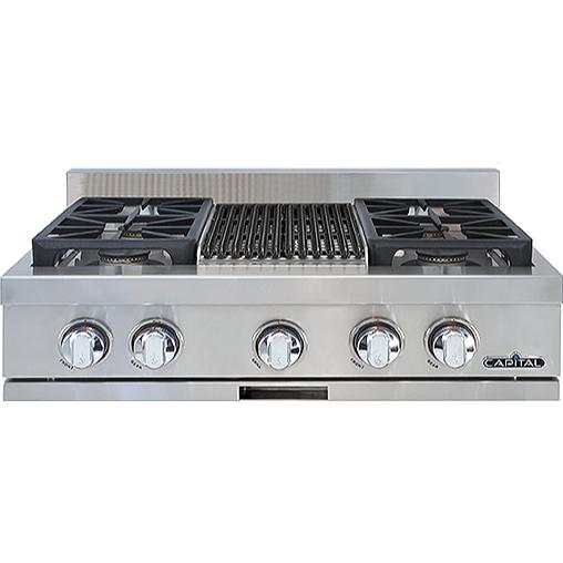 Capital 30-inch Built-in Gas Rangetop with 4 Burners and Grill GRT302B2-N IMAGE 1