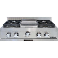Capital 30-inch Built-in Gas Rangetop with 4 Burners and Griddle GRT302G2-N IMAGE 1