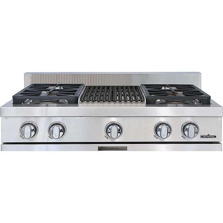 Capital 36-inch Built-in Gas Rangetop with 4 Burners and Grill GRT362B2-N IMAGE 1