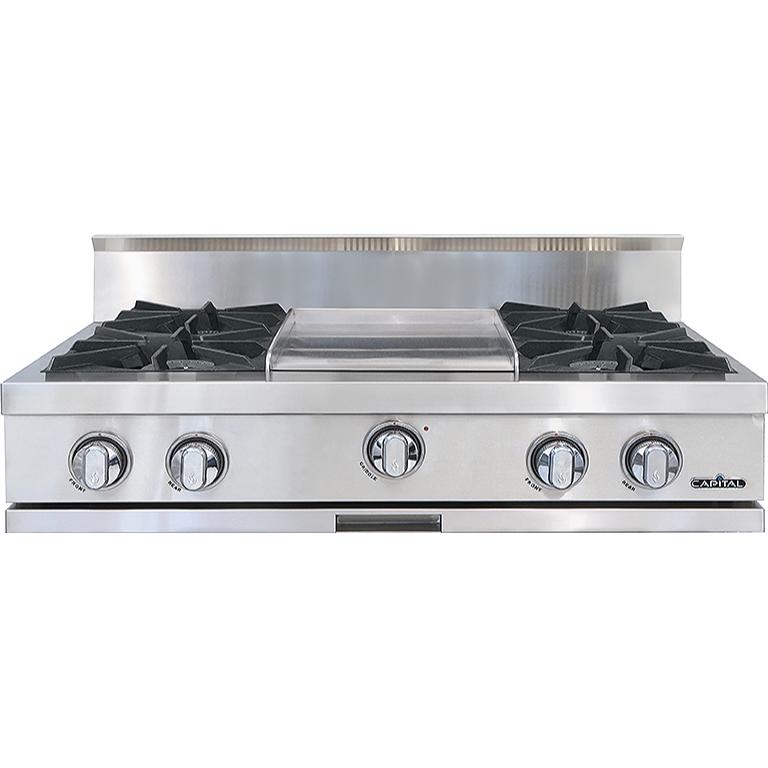 Capital 36-inch Built-in Gas Rangetop with 4 Burners and Griddle GRT362G2-N IMAGE 1