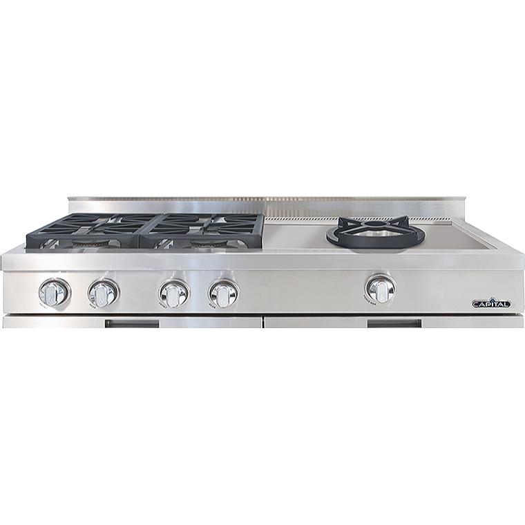 Capital 48-inch Built-in Gas Rangetop with 4 Burners and Open Wok Burner GRT484CW-N IMAGE 1