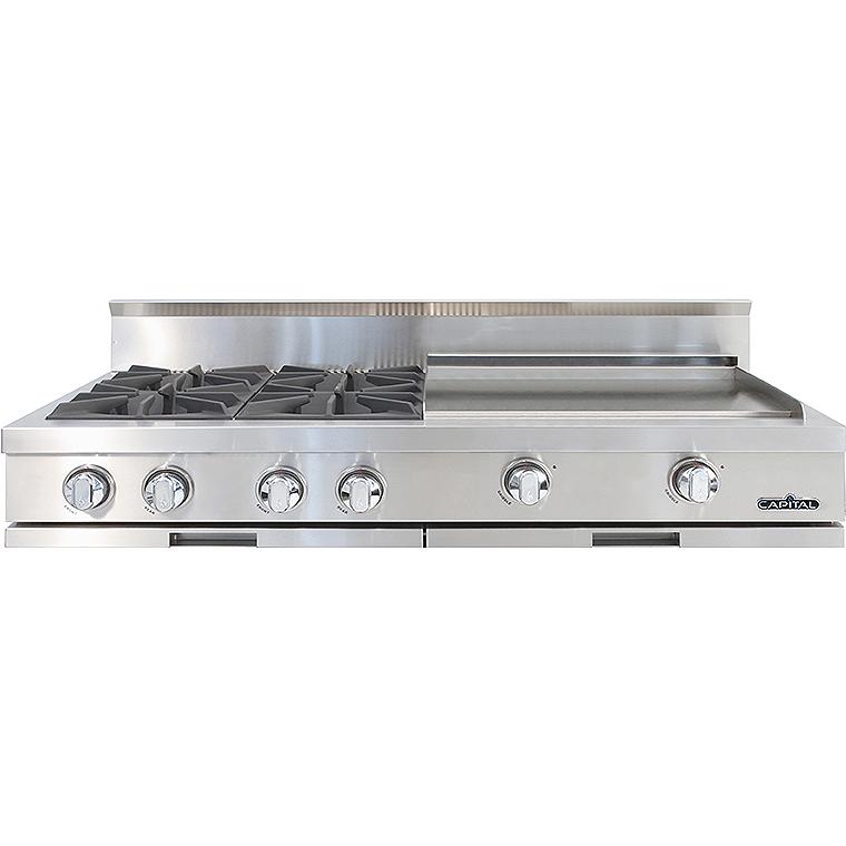 Capital 48-inch Built-in Gas Rangetop with 4 Burners and Griddle GRT484GG-L IMAGE 1