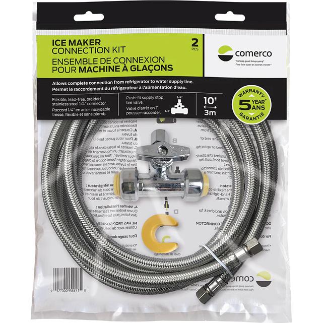 Comerco 10' / 3 m Ice Maker Connection Kit - Braided Stainless Steel, Lead Free 3299.10901 IMAGE 1
