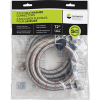 Comerco 2 Flexible Washer Connectors without elbow 6 feet - 72" / 1,8 m 3299.11001 IMAGE 1