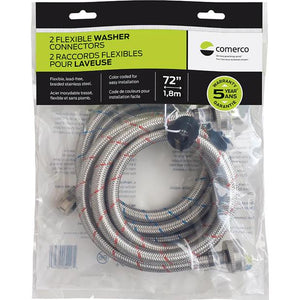 Comerco 2 Flexible Washer Connectors without elbow 6 feet - 72" / 1,8 m 3299.11001 IMAGE 1