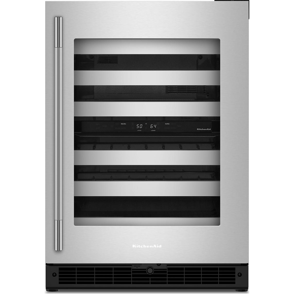 KitchenAid 24-inch Undercounter Wine Cellar with Full-Extension Metal-Front Racks KUWR324SSB IMAGE 1