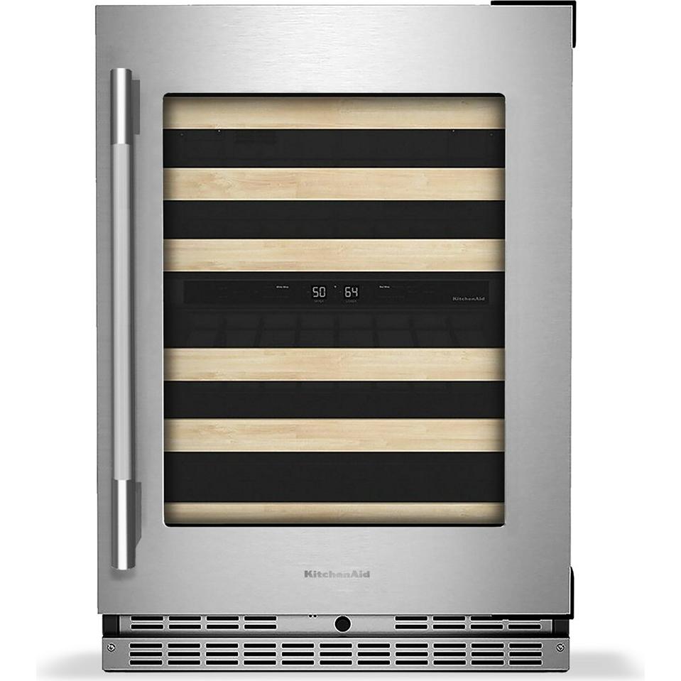 KitchenAid 24-inch Undercounter Wine Cellar with Full-Extension Wood-Front Racks KUWR524SPS IMAGE 1