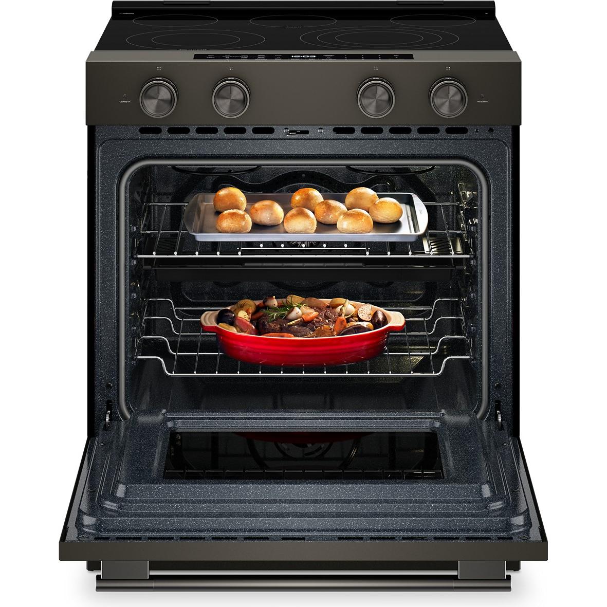 KitchenAid 30-inch Smart Slide-in Gas Range with Convection Cooking Modes and 2-in-1 Burner KSGS530SBE IMAGE 2
