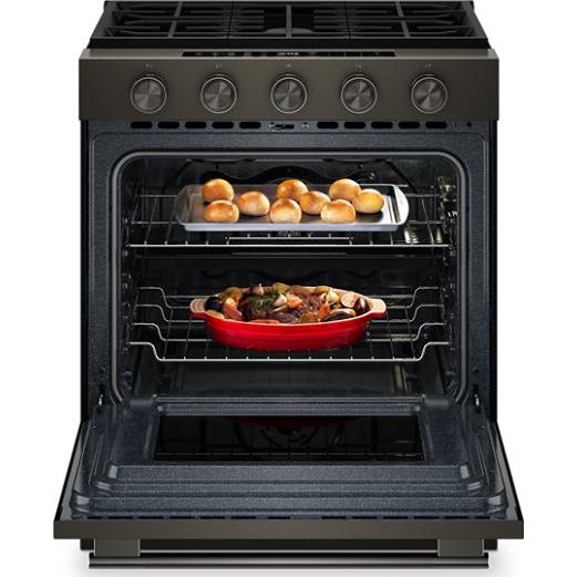 KitchenAid 30-inch Smart Slide-in Gas Range with Convection Cooking Modes and 2-in-1 Burner KSGS530SBE IMAGE 2