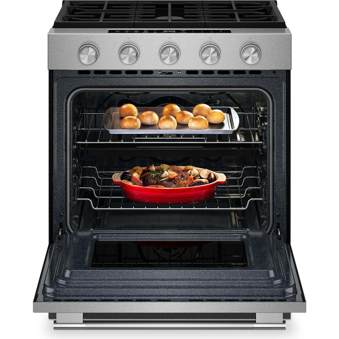 KitchenAid 30-inch Smart Slide-in Gas Range with Convection Cooking Modes and 2-in-1 Burner KSGS530SPS IMAGE 2