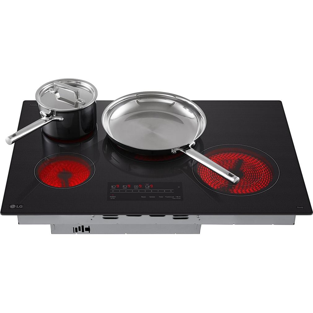 LG 30-inch Built-in Smart Electric Cooktop with 4 elements CBEW3013BE IMAGE 4