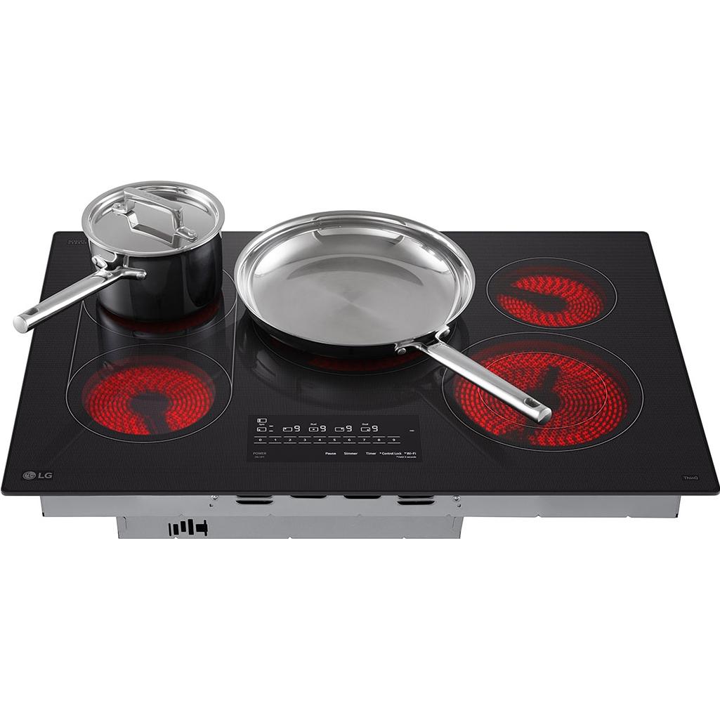 LG 30-inch Built-in Smart Electric Cooktop with 5 elements CBEW3017BE IMAGE 5