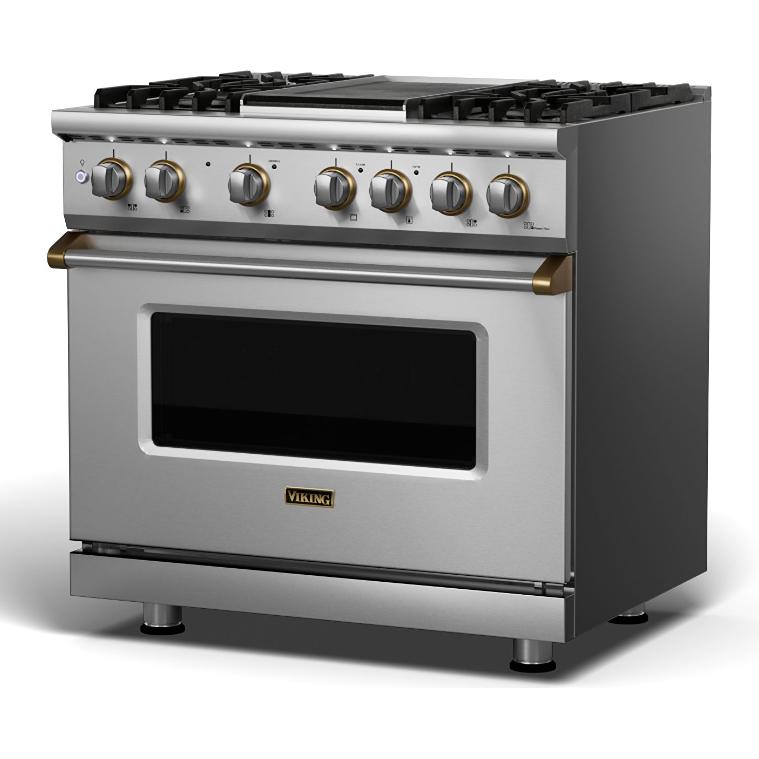 Viking 36-inch Freestanding Dual-Fuel Range with Vari-Speed Dual Flow™ Convection CVDR536-4GSSBBLP IMAGE 1